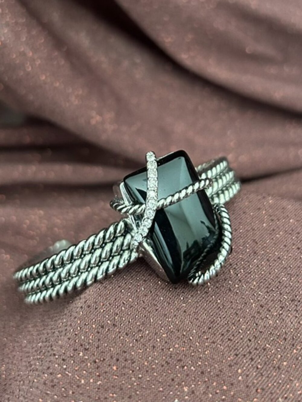 Amazing Black Onyx adjustable bangle bracelet